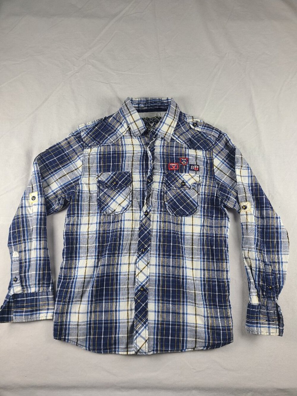 Company 81 Long Sleeve Button Up Dress Shirt Boys M Blue & White